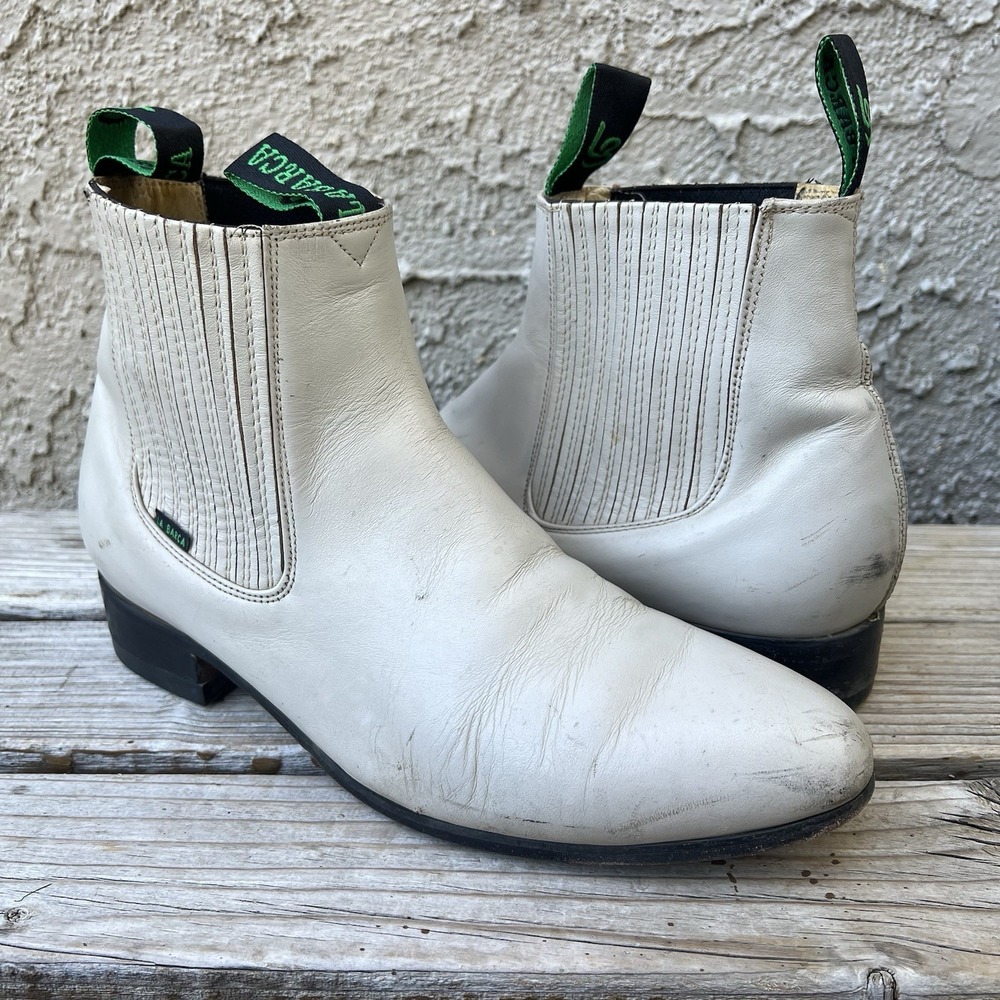 La Barca Boots Men Size 12 (30) Leather Ankle Chelsea Charro Mexico Pull On Grey